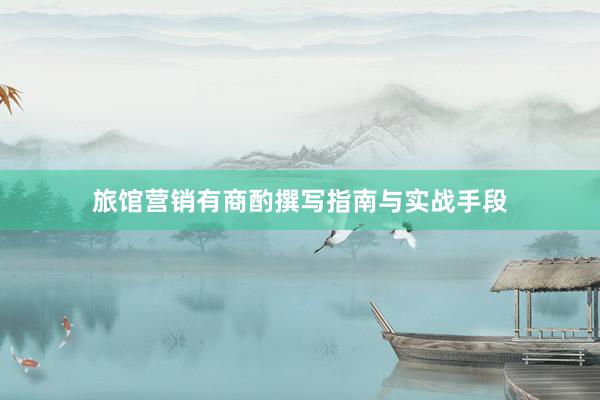 旅馆营销有商酌撰写指南与实战手段